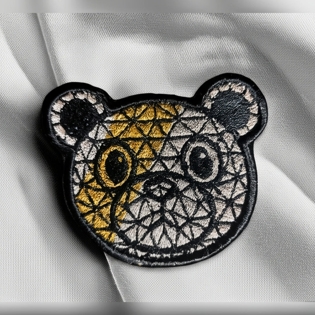 Riyla Geometric Teddy Bear Embroidered Velcro Patch